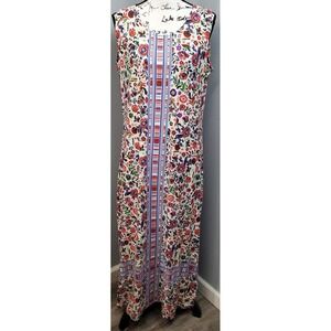 C. Wonder Maxi Dress Women Petite Large Multi Floral Rayon Sleeveless Round Neck